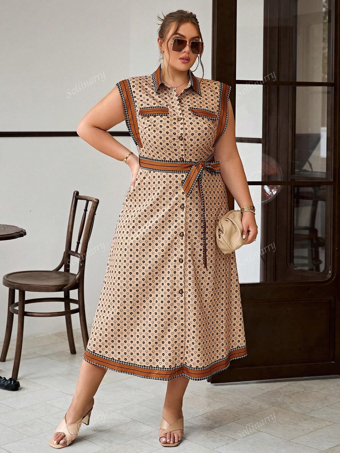 Robe Élégante Sans Manches à Imprimé Grande Taille – Image 4