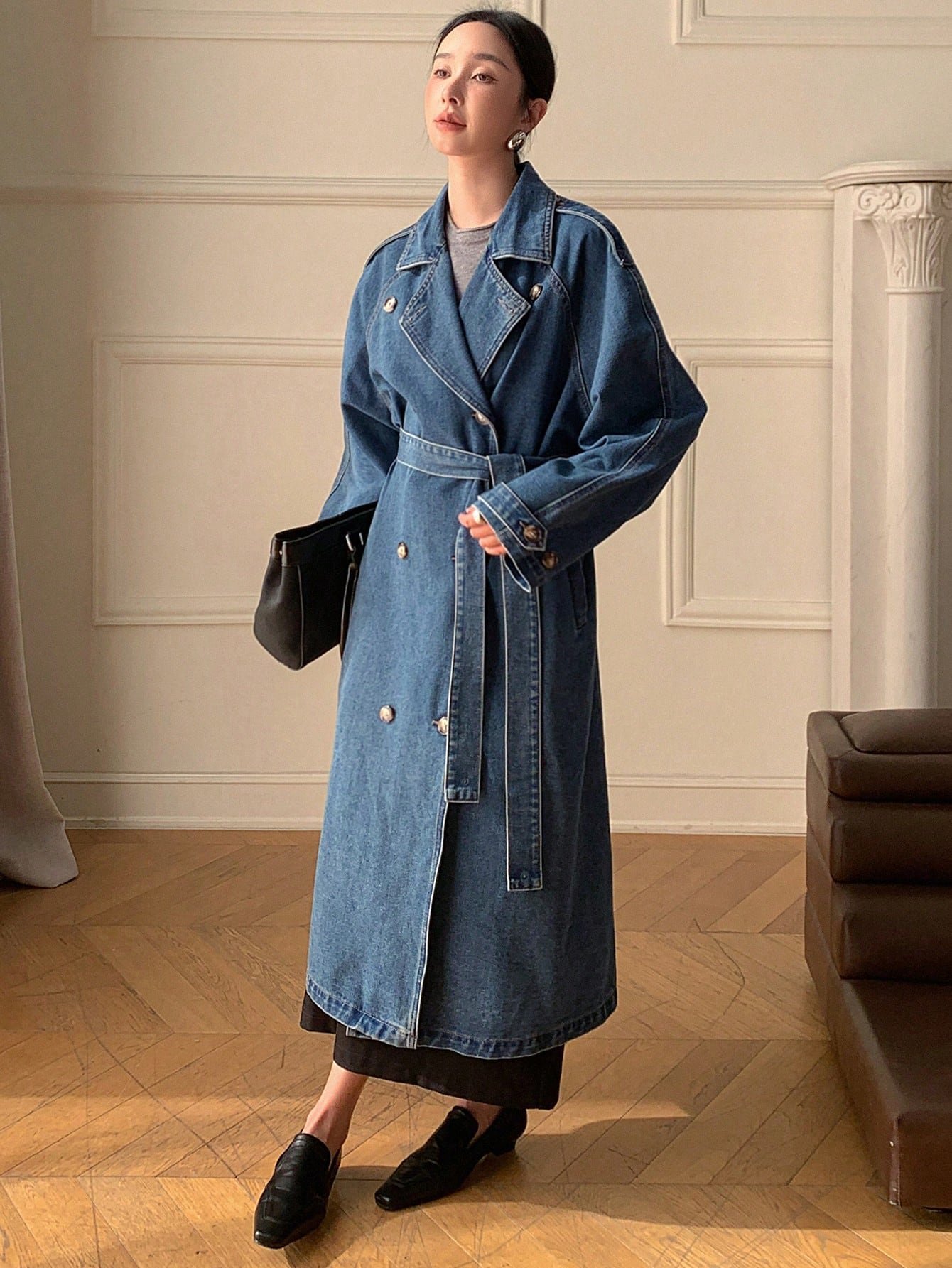 Manteau Long en Jean style trench – Image 5