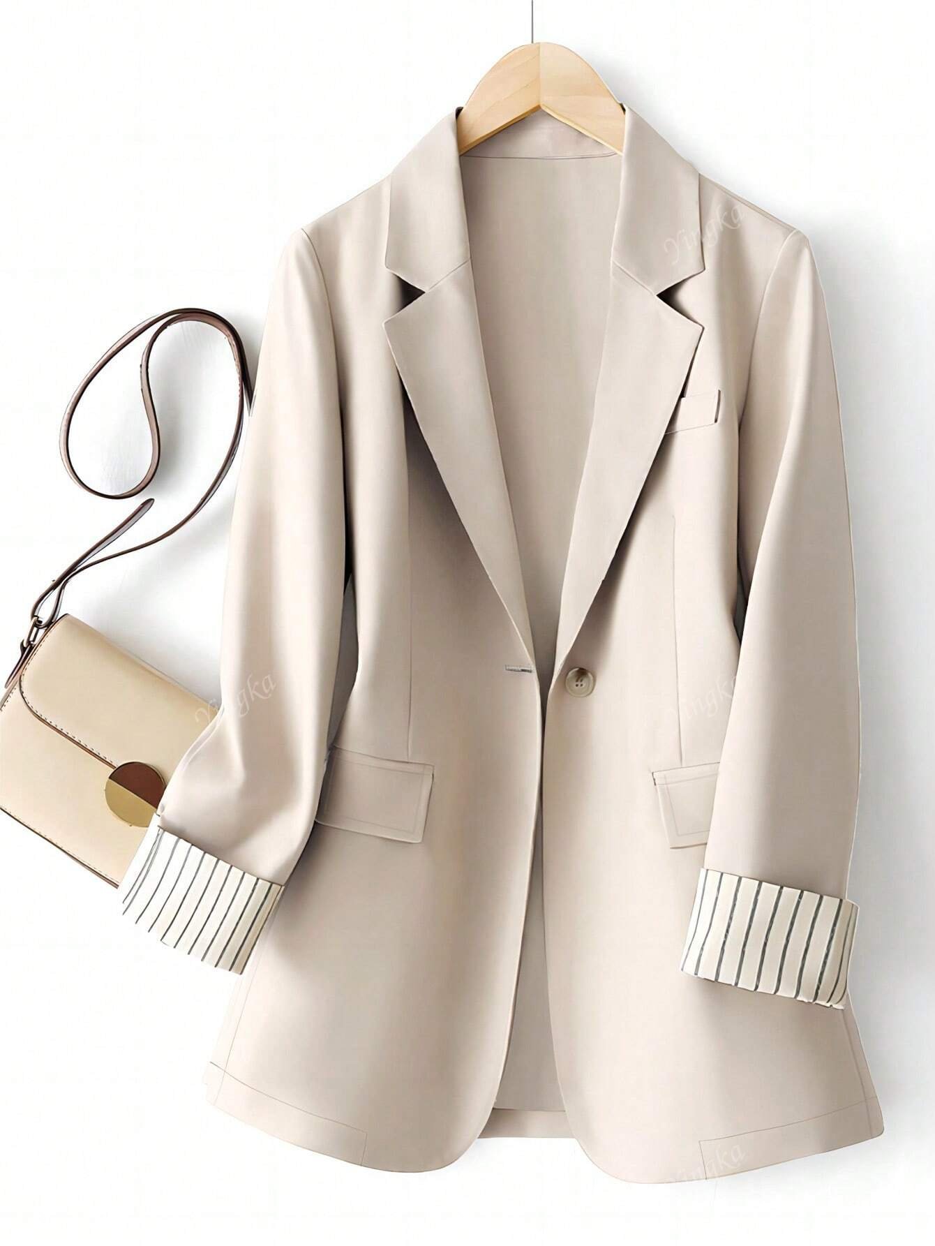 Blazer à Rayures Contrastées